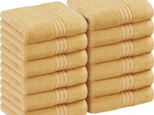 Aj Trading Towels 100% Cotton Washcloths – Bulk  | Soft, Absorbent & Durable Wholesale Face Towels for Hotels, Spa & Gyms - 12 X 12 Inches