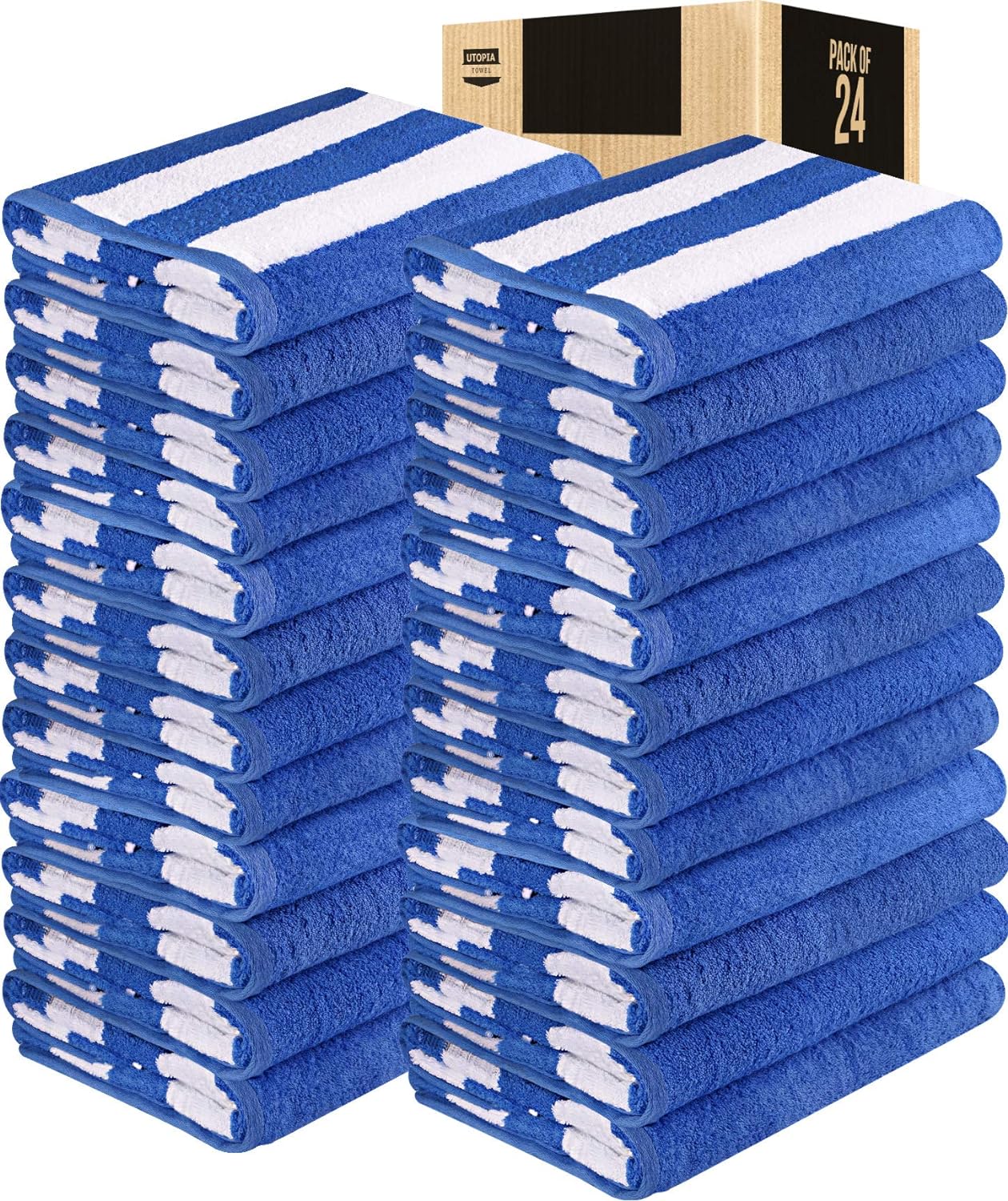 Cabana Stripe Beach & Pool Towels by Utopia Towels - 30 X 60 Inches