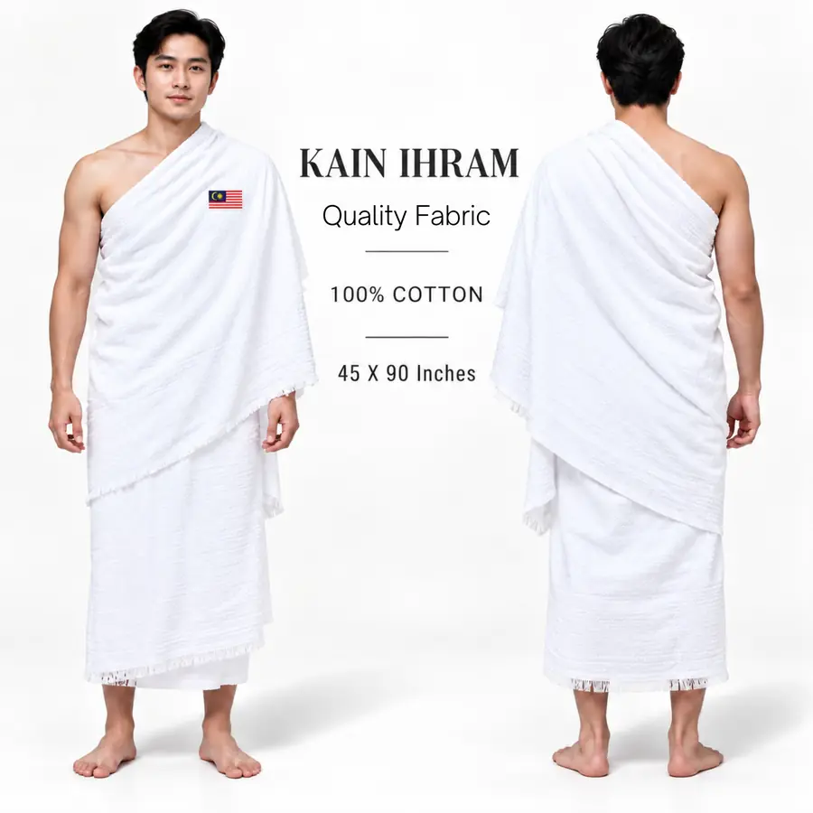 Malaysia Flag Printed Kain Ihram – 45×90 Inches – Premium Cotton Ihram for Hajj & Umrah