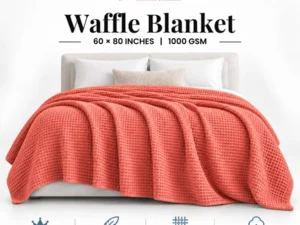 AJ Trading waffle blanket 60x80 inches 1000 GSM 100% pure cotton on bed