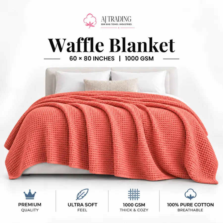 Waffle Blanket 60x80 Inches – 1000 GSM 100% Pure Cotton Ultra Soft Thick Blanket