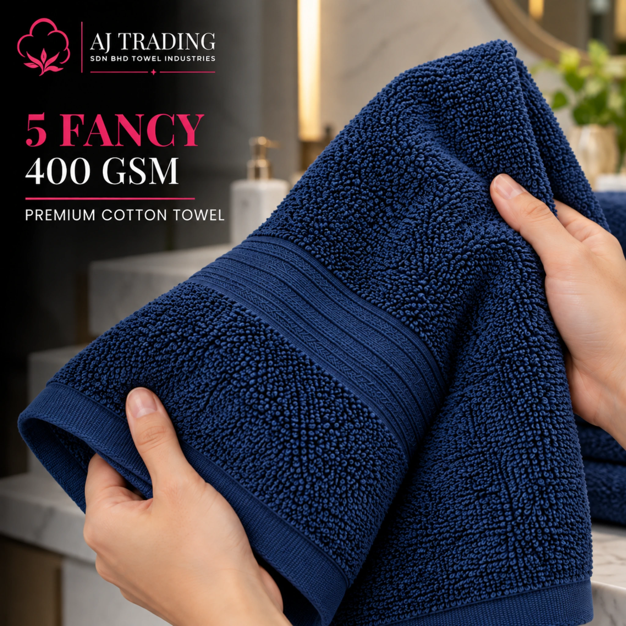 400 GSM Cotton Bath Towel 27×52 Inches – Fancy Design