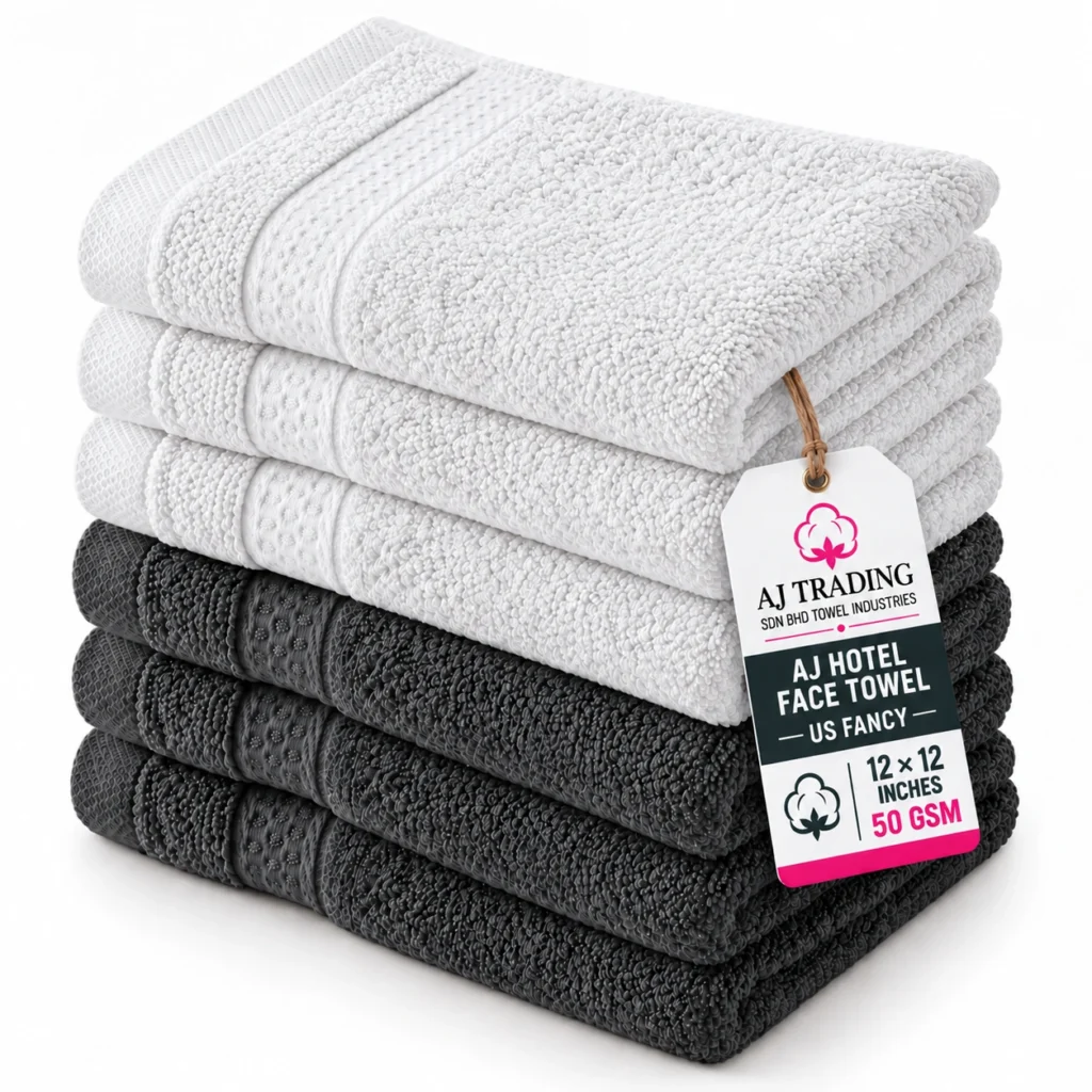 AJ Hotel Face Towel US Fancy – 12×12 Inch | 50 GSM