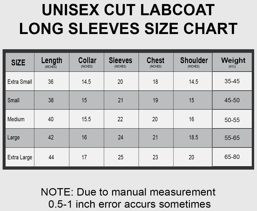 Premium White Cotton Lab Coat 1 lab coat size guide