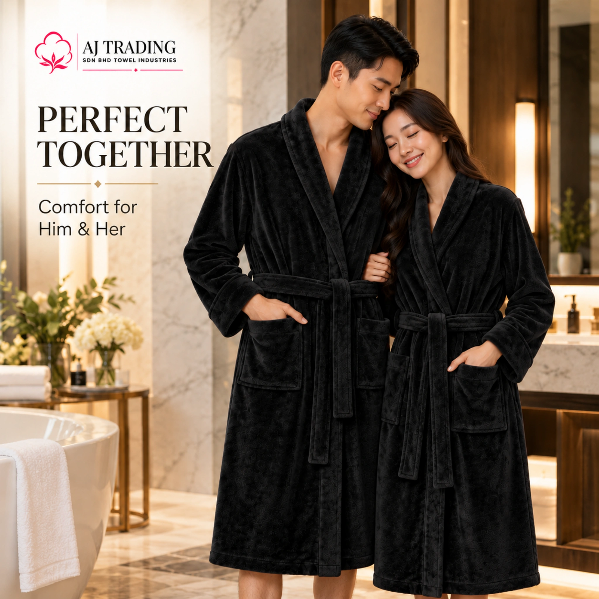 Fleece Bathrobe with Adjustable Waist Belt and Strong Stitching