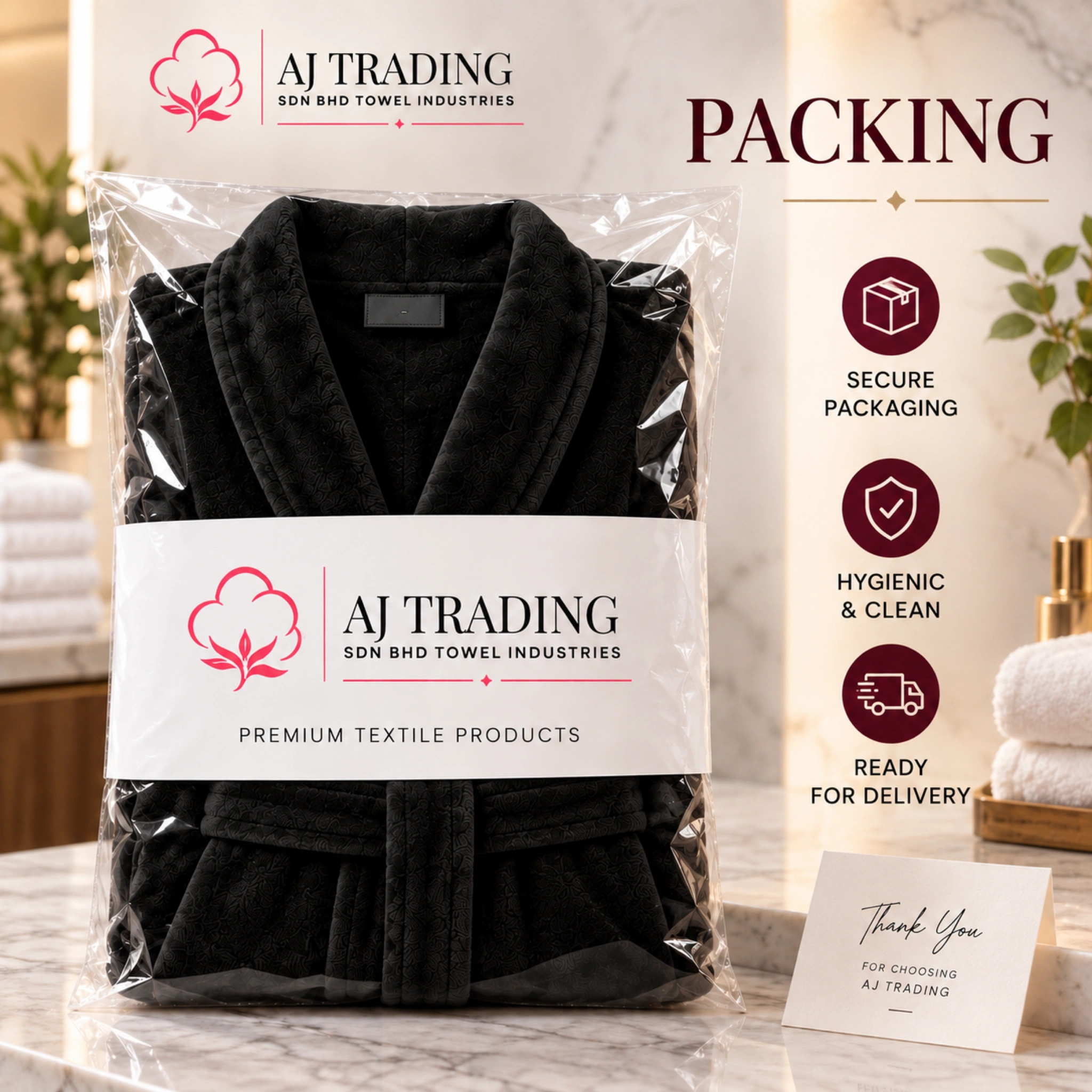 Fleece Bathrobe with Adjustable Waist Belt and Strong Stitching