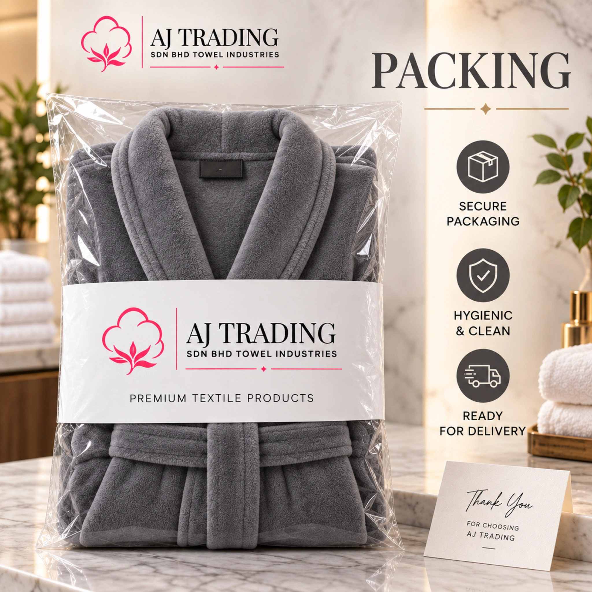 Fleece Bathrobe with Adjustable Waist Belt and Strong Stitching