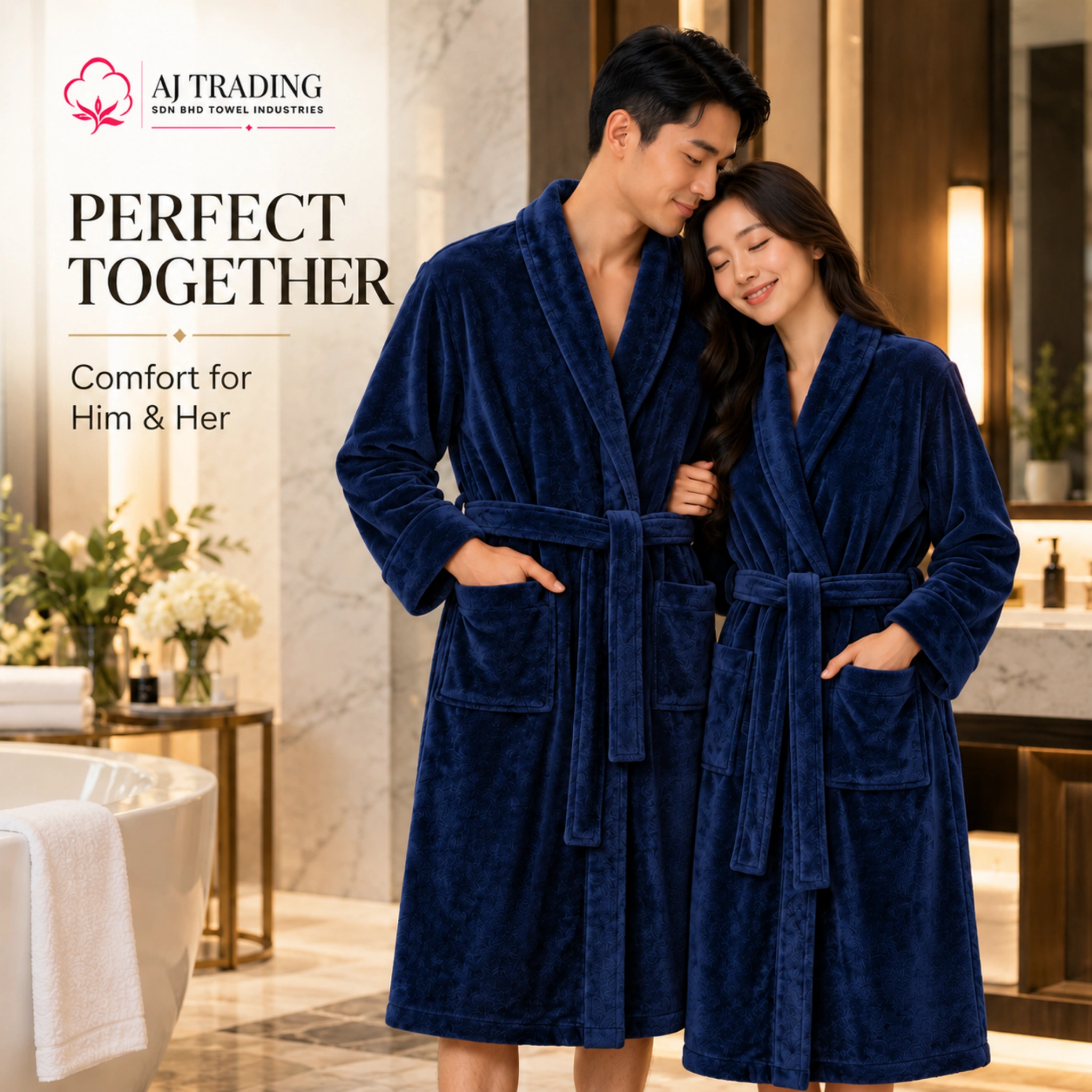 Fleece Bathrobe with Adjustable Waist Belt and Strong Stitching