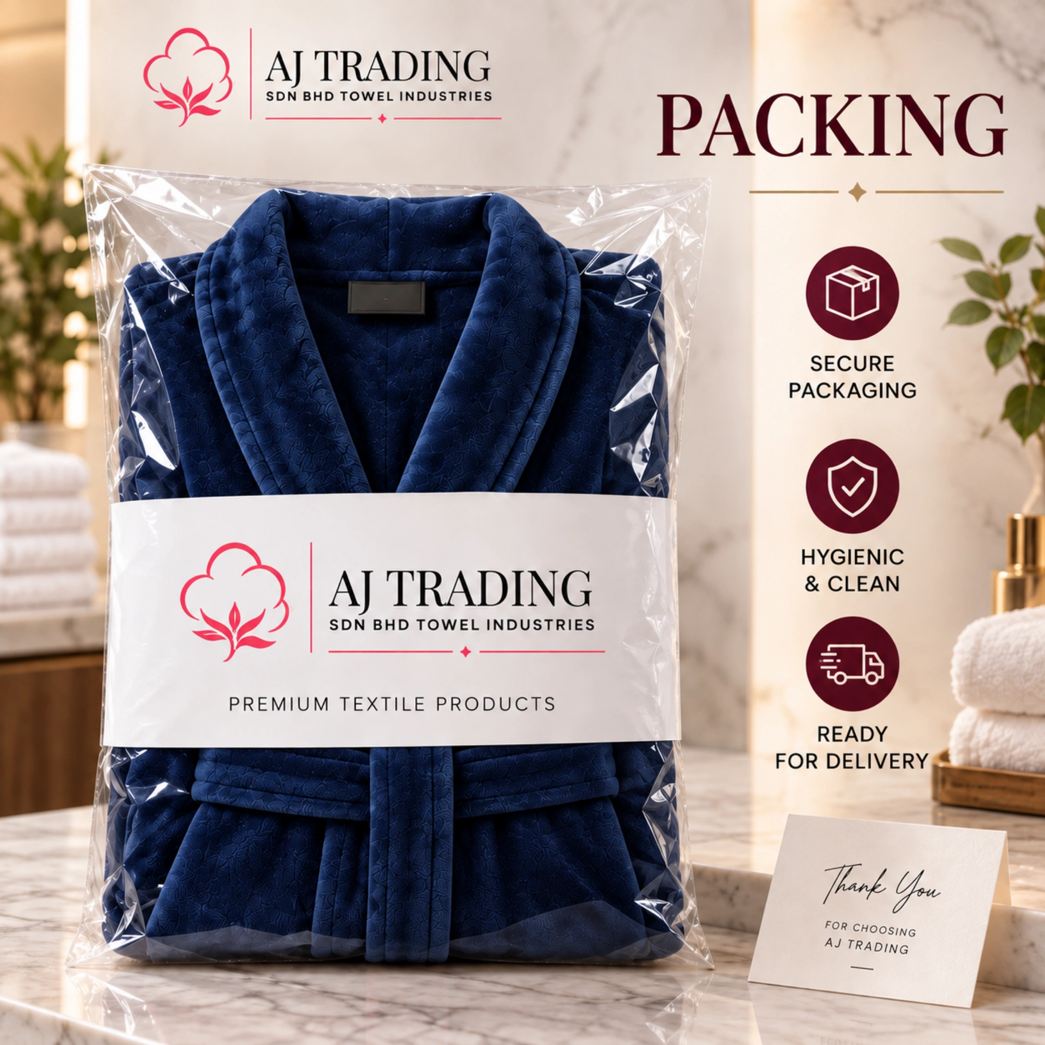 Fleece Bathrobe with Adjustable Waist Belt and Strong Stitching