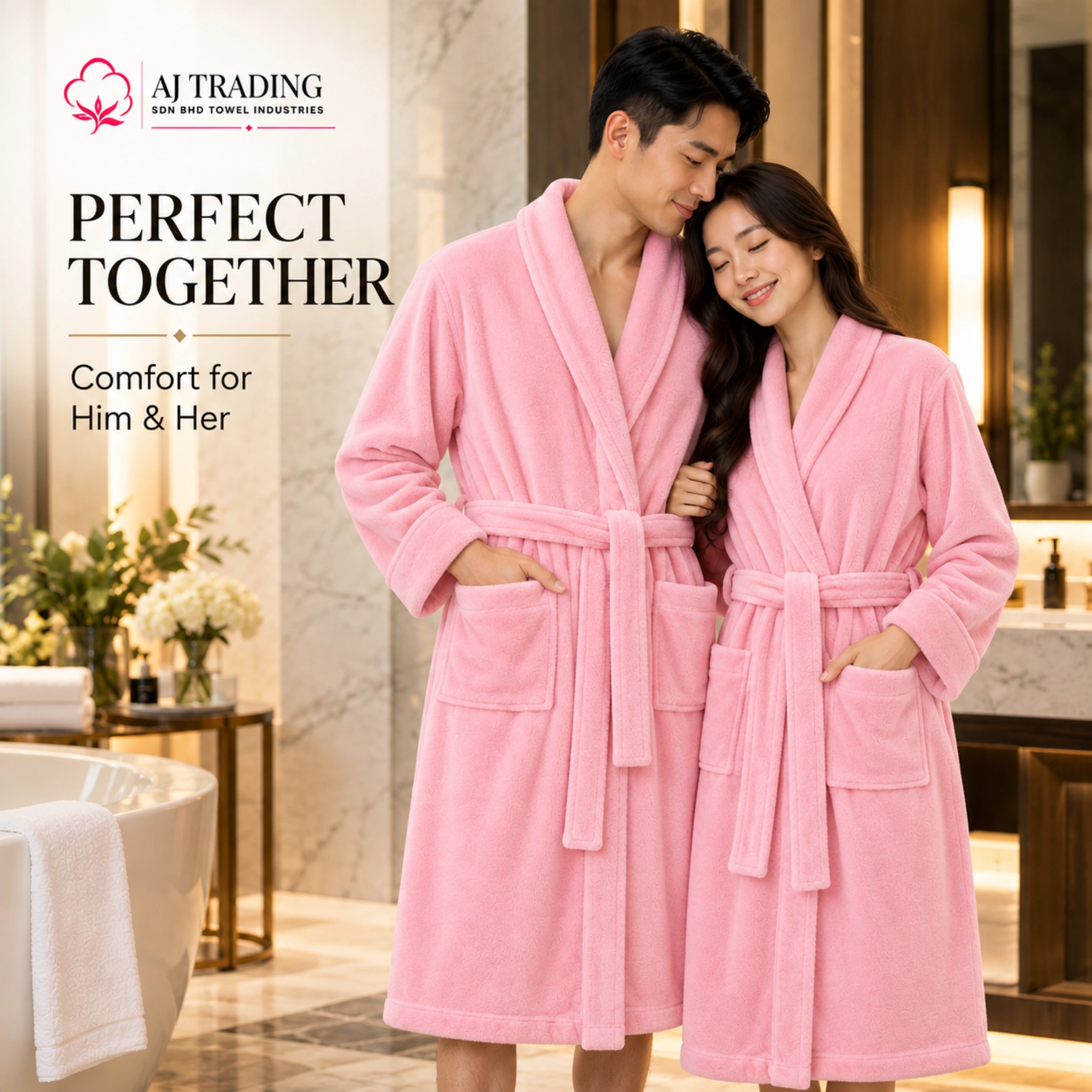 Fleece Bathrobe with Adjustable Waist Belt and Strong Stitching