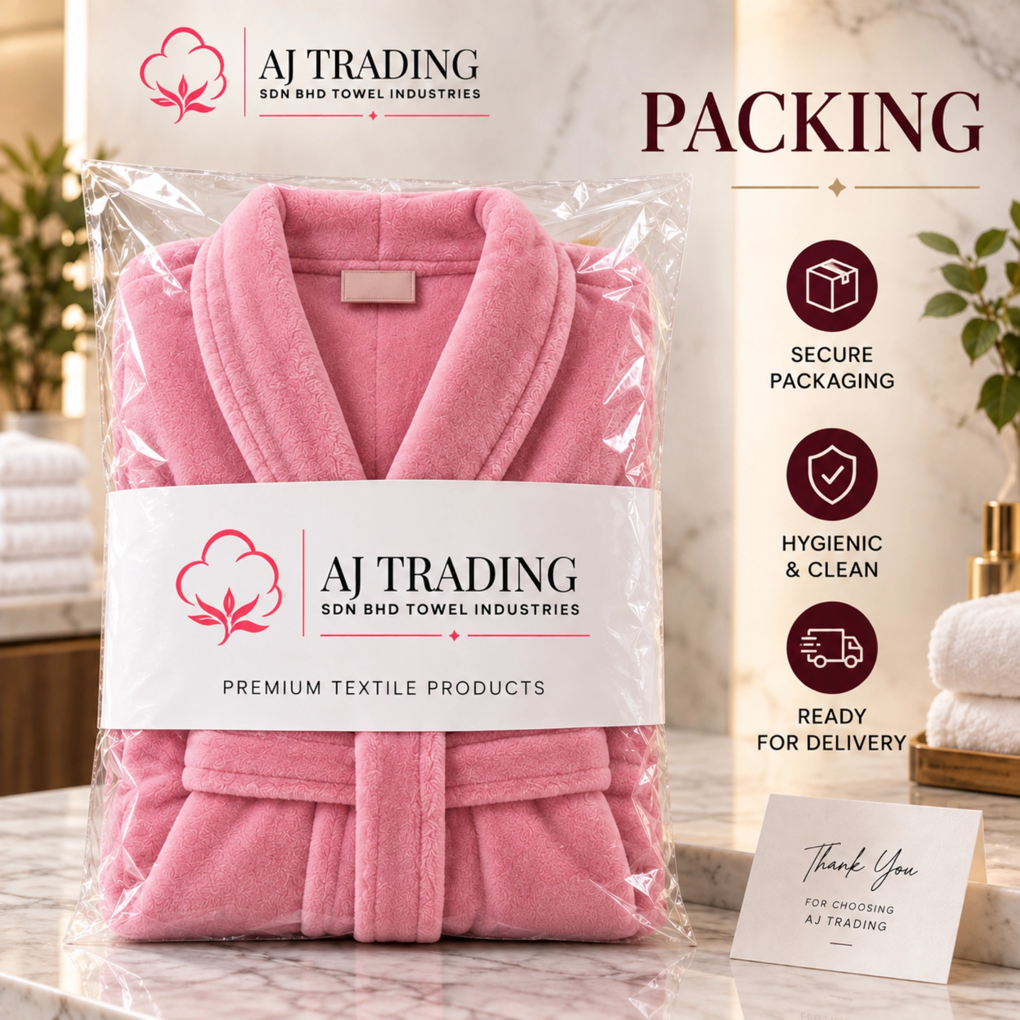 Fleece Bathrobe with Adjustable Waist Belt and Strong Stitching