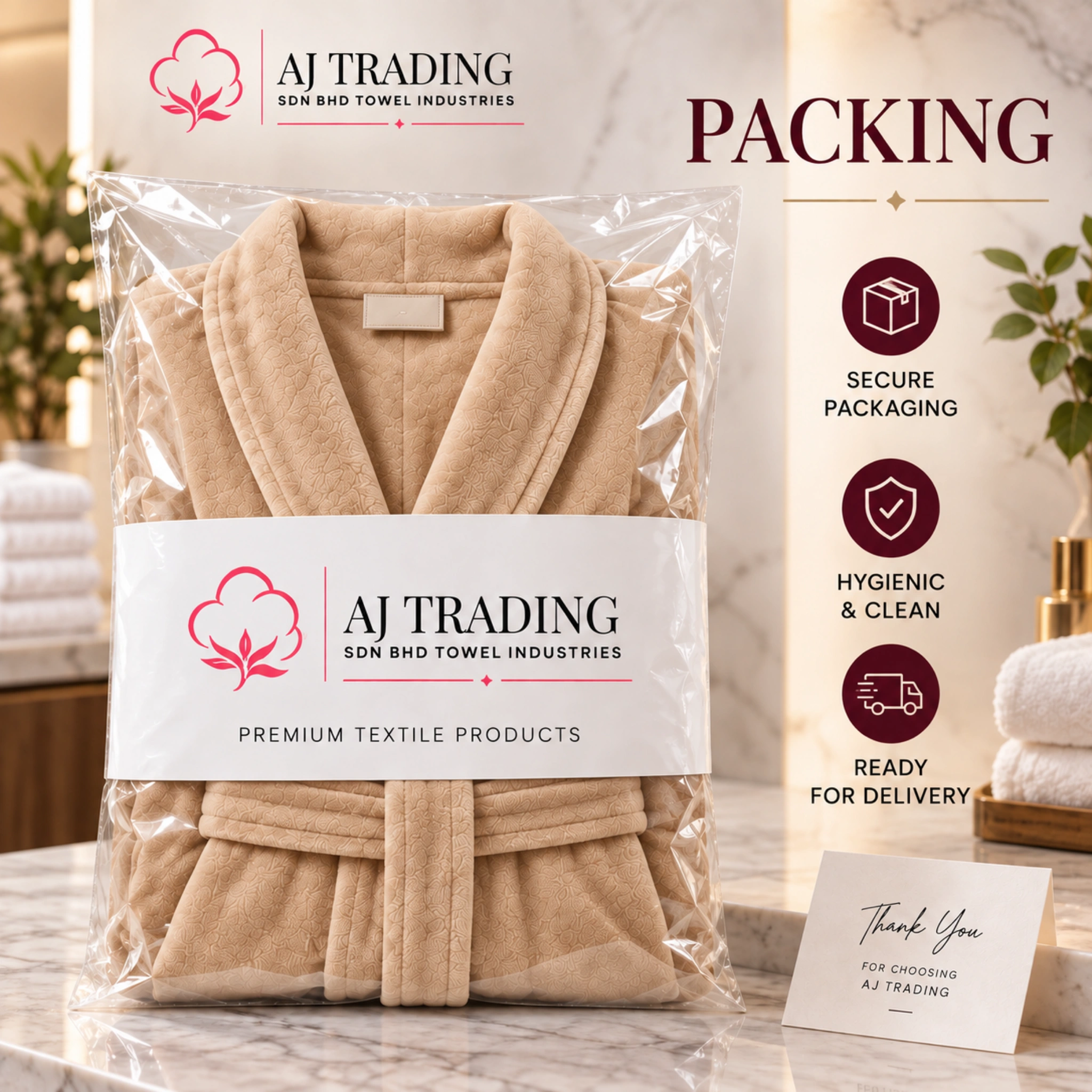 Fleece Bathrobe with Adjustable Waist Belt and Strong Stitching