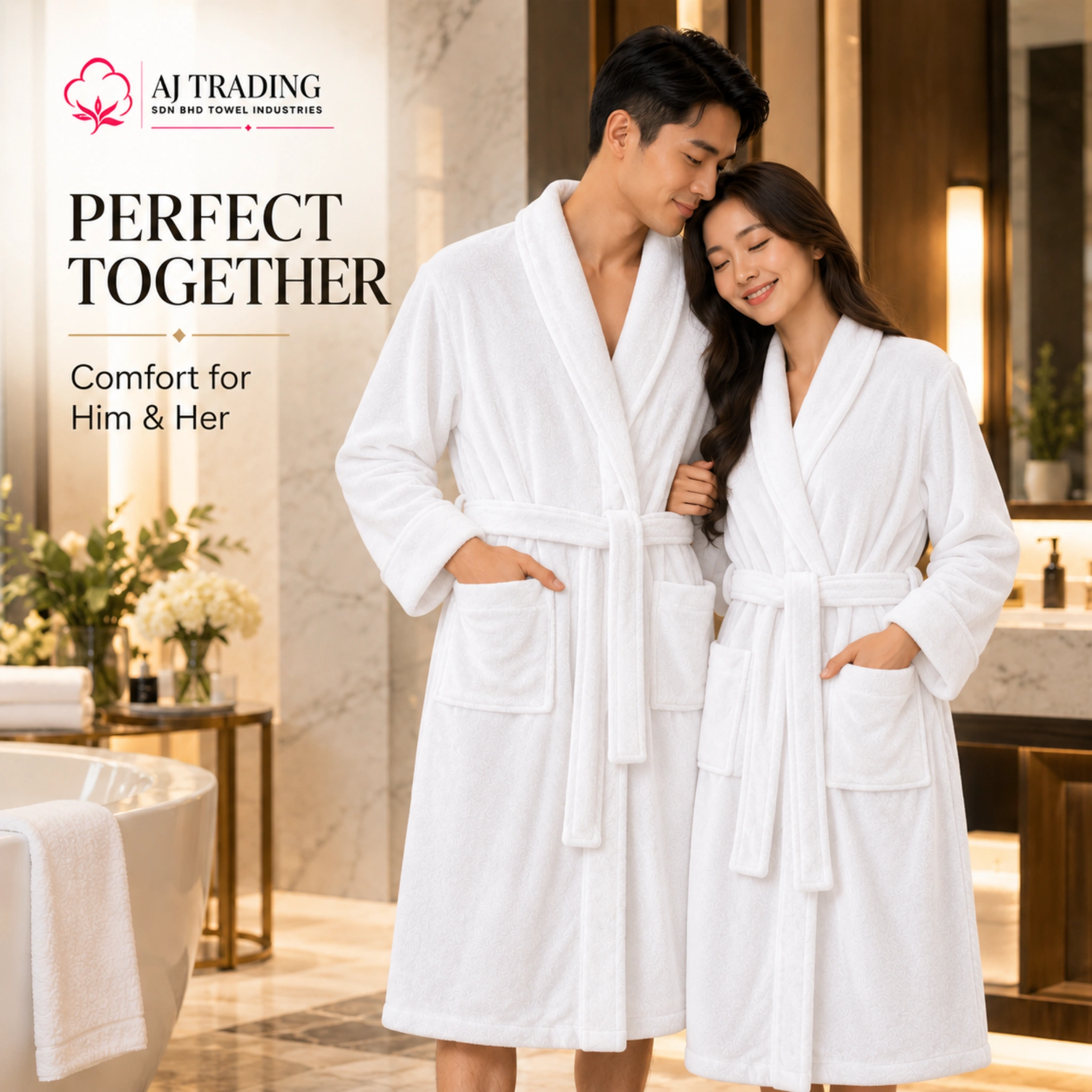 Fleece Bathrobe with Adjustable Waist Belt and Strong Stitching