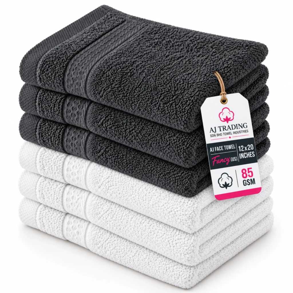 Hotel Face Towel US Fancy – 12×20 Inches, 85 GSM Cotton