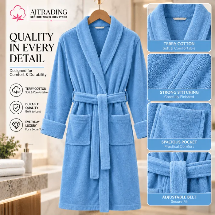 Terry Cotton Fancy Bathrobe – Soft and Comfortable Bathrobe