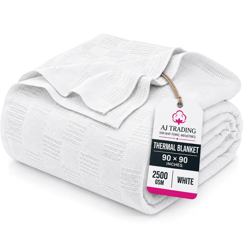 Premium Cotton Thermal Blanket – 90 × 90 Inches, 2500 GSM